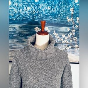 ❄️Ann Taylor 100% Cashmere Relaxed-fit Turtleneck Sweater, Size M, Dark Gray